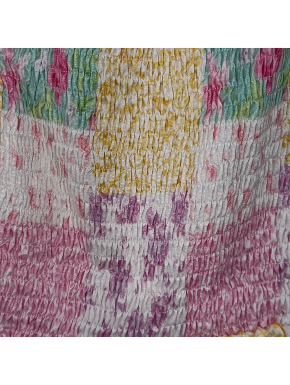 SHEIN Girls Size 11Y Patchwork Floral Tiered Maxi Dress Pink Bow Straps